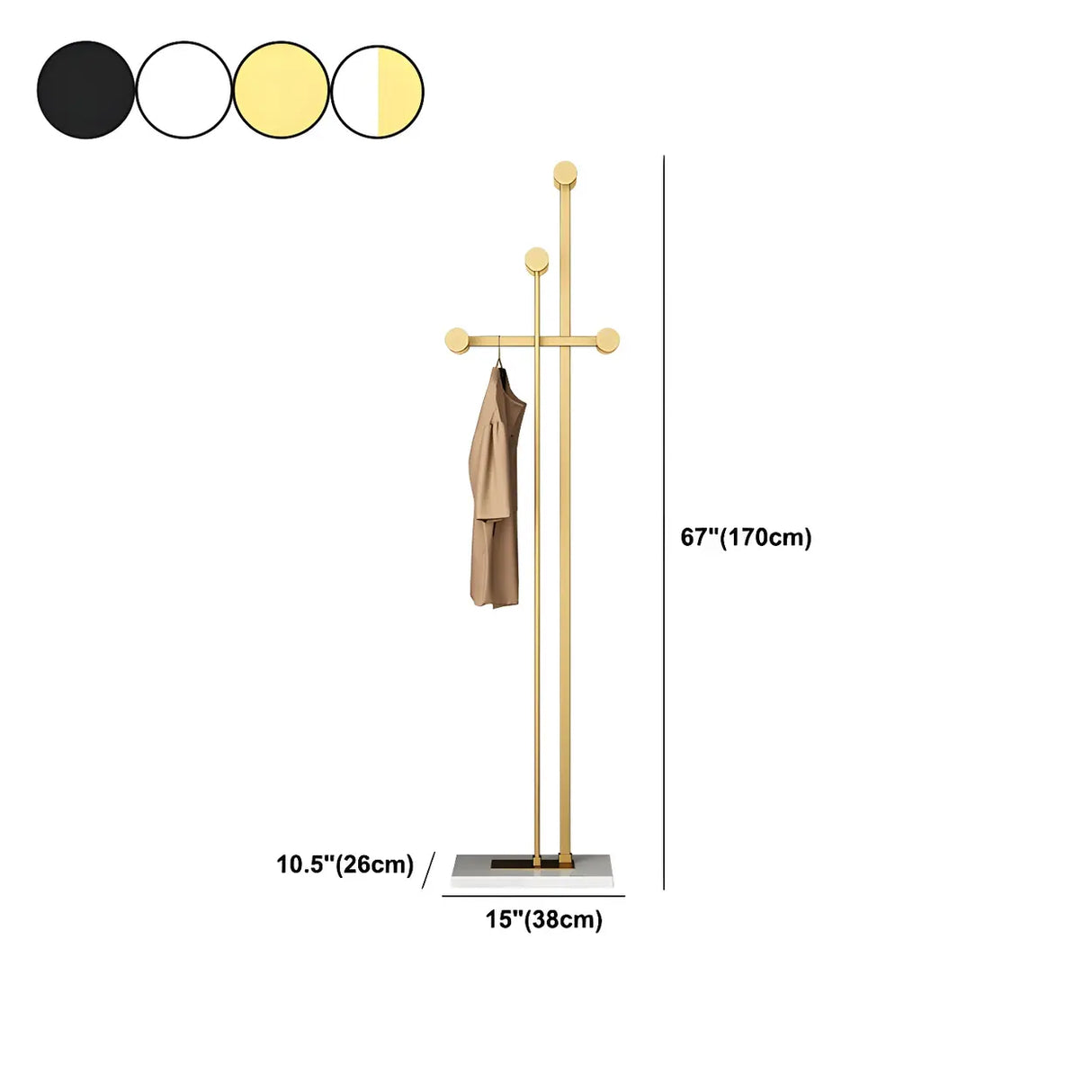 Tree Gold Tall Entryway Freestanding Coat Rack with Hooks Image - 25