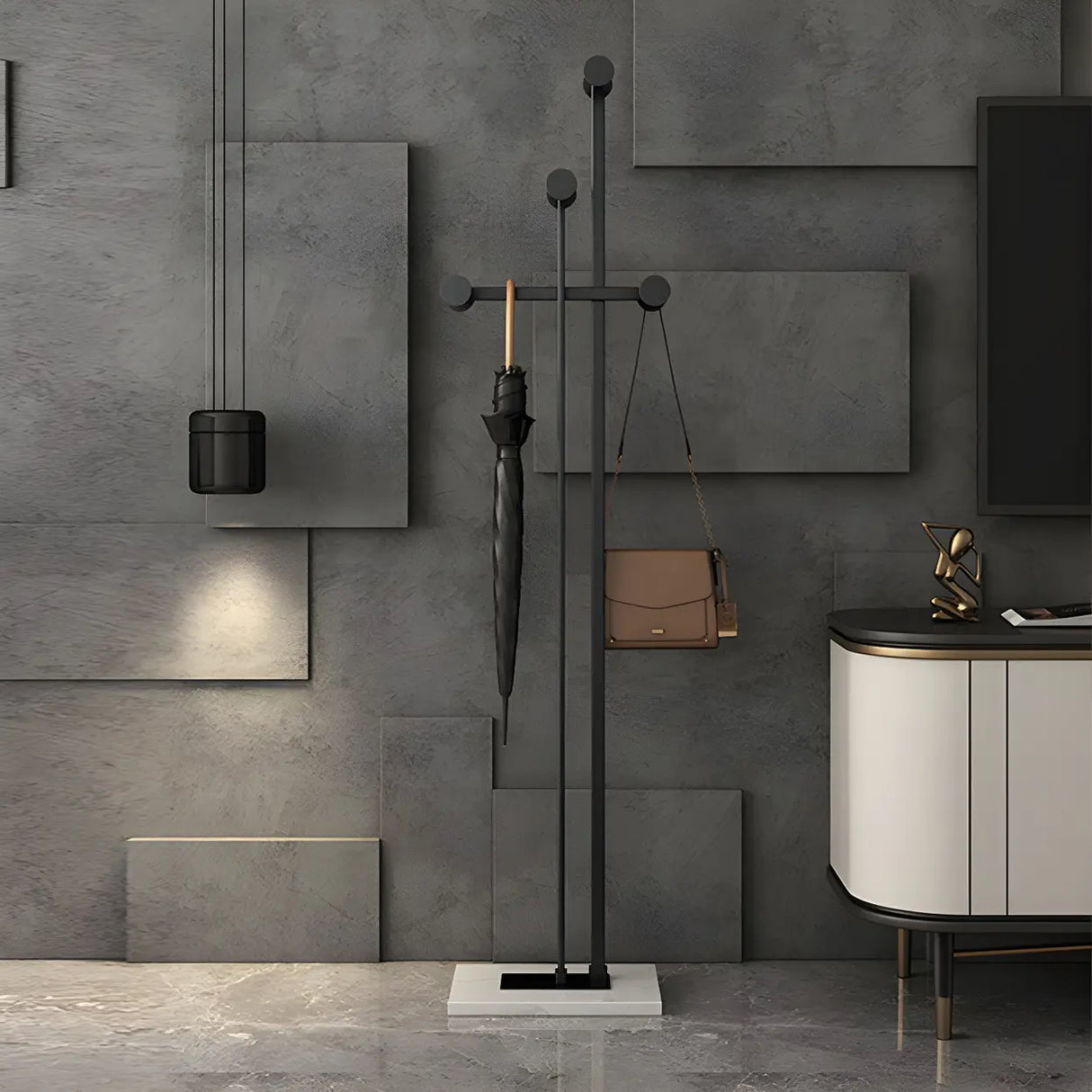 Tree Gold Tall Entryway Freestanding Coat Rack with Hooks Image - 9