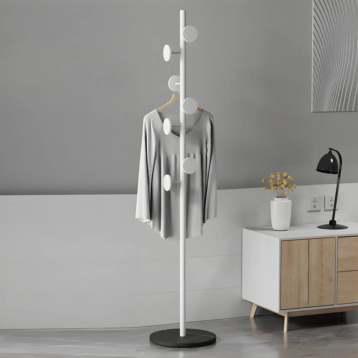 Tree Metal Gold Marble Freestanding Entryway Coat Rack Image - 15