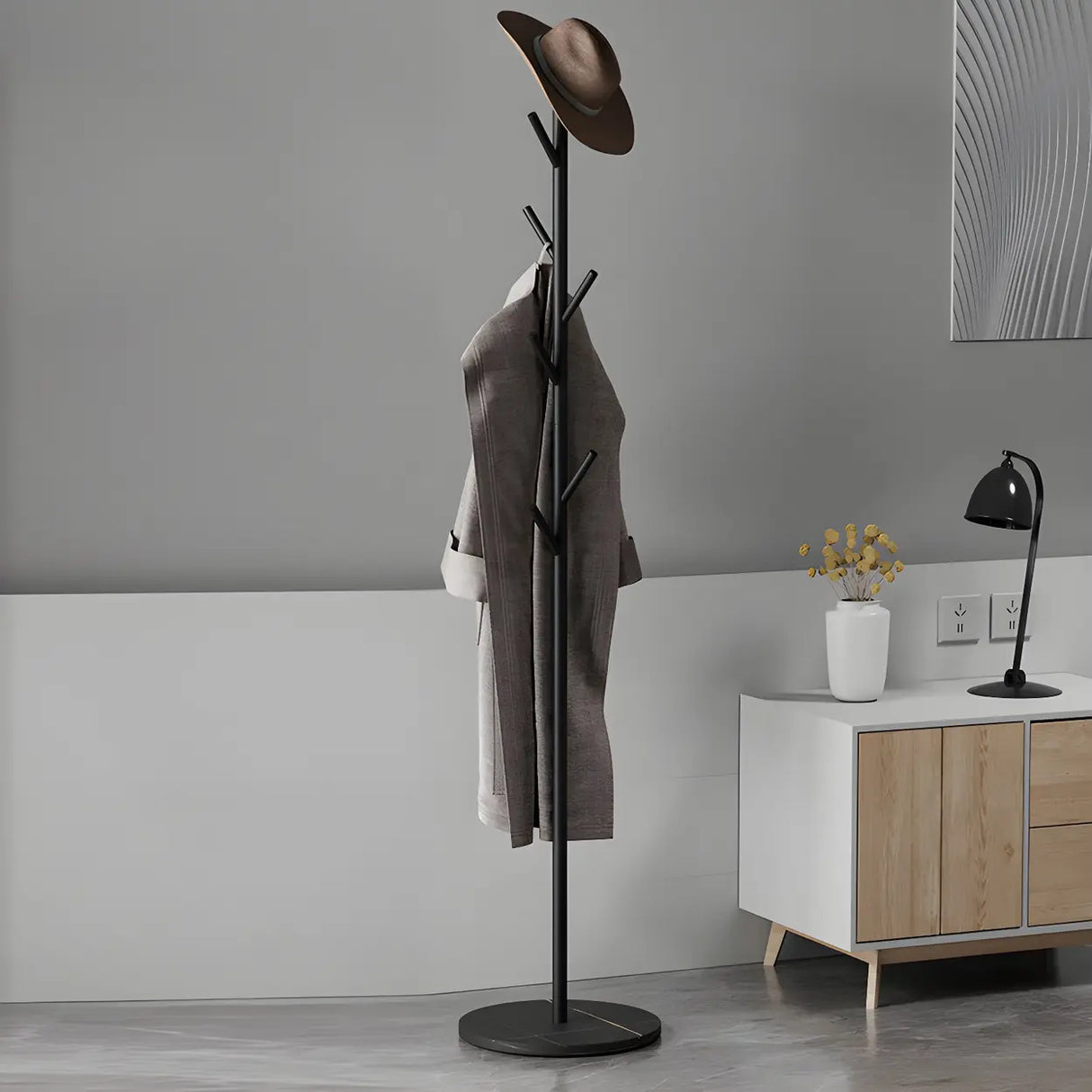 Tree Metal Gold Marble Freestanding Entryway Coat Rack Image - 20