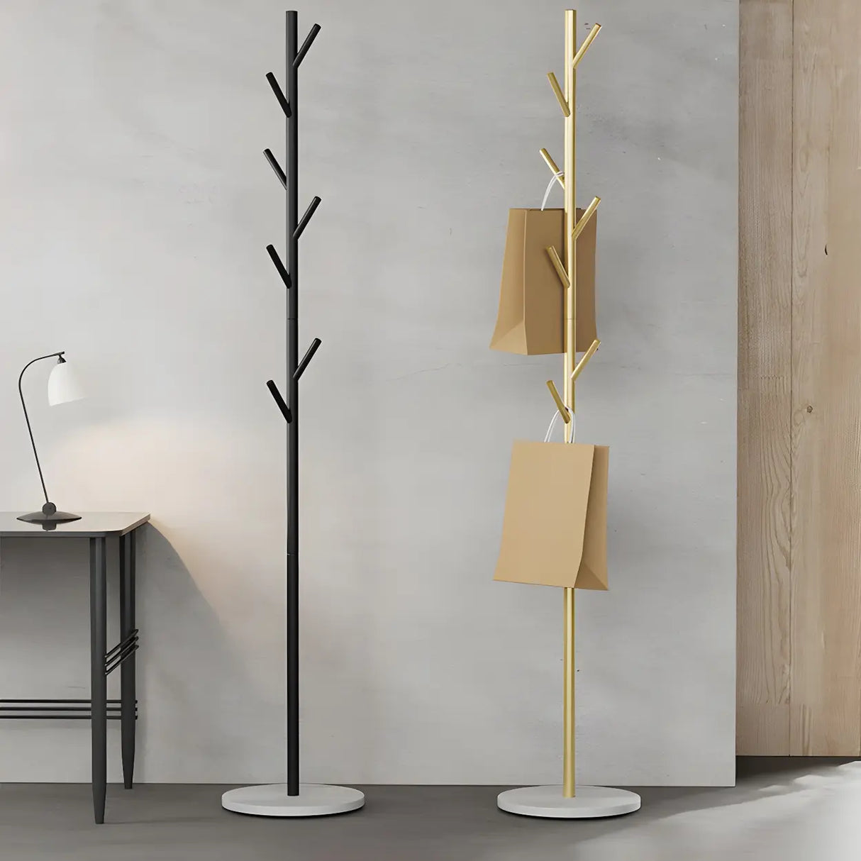 Tree Metal Gold Marble Freestanding Entryway Coat Rack Image - 23
