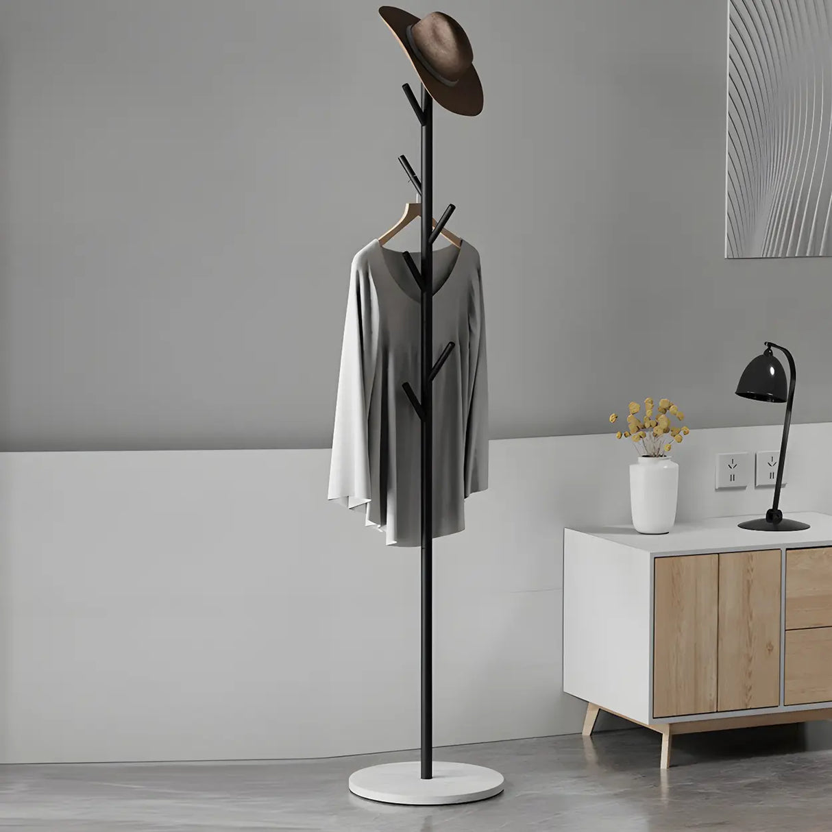 Tree Metal Gold Marble Freestanding Entryway Coat Rack Image - 25