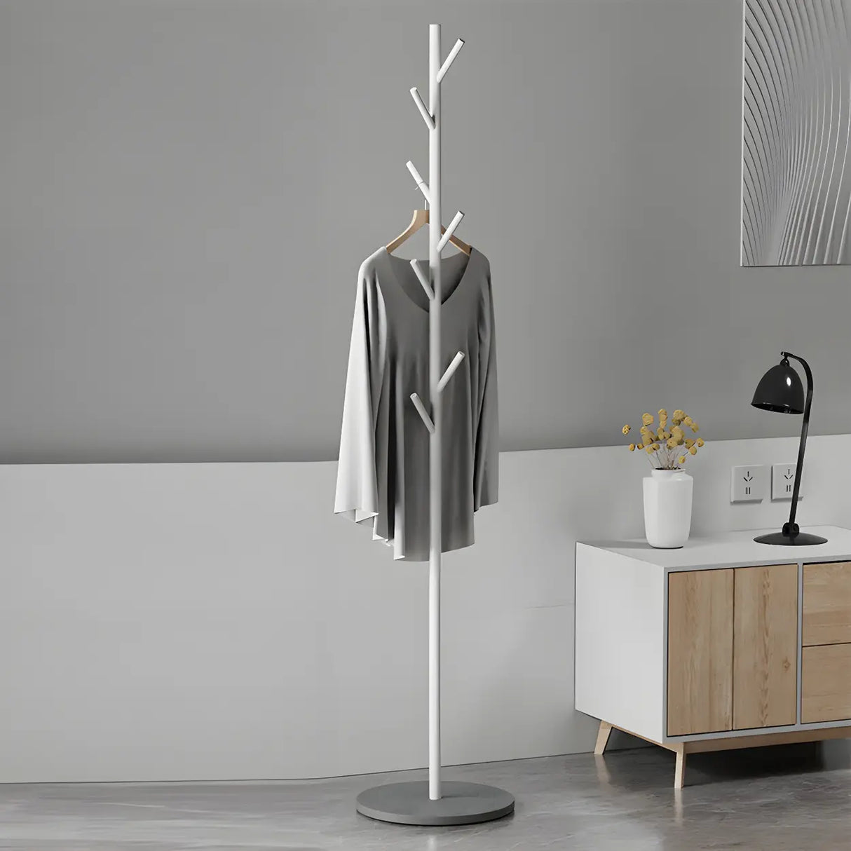 Tree Metal Gold Marble Freestanding Entryway Coat Rack Image - 28