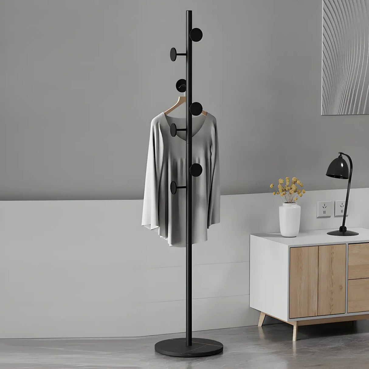 Tree Metal Gold Marble Freestanding Entryway Coat Rack Image - 2