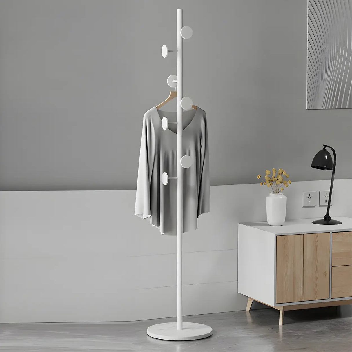 Tree Metal Gold Marble Freestanding Entryway Coat Rack Image - 3