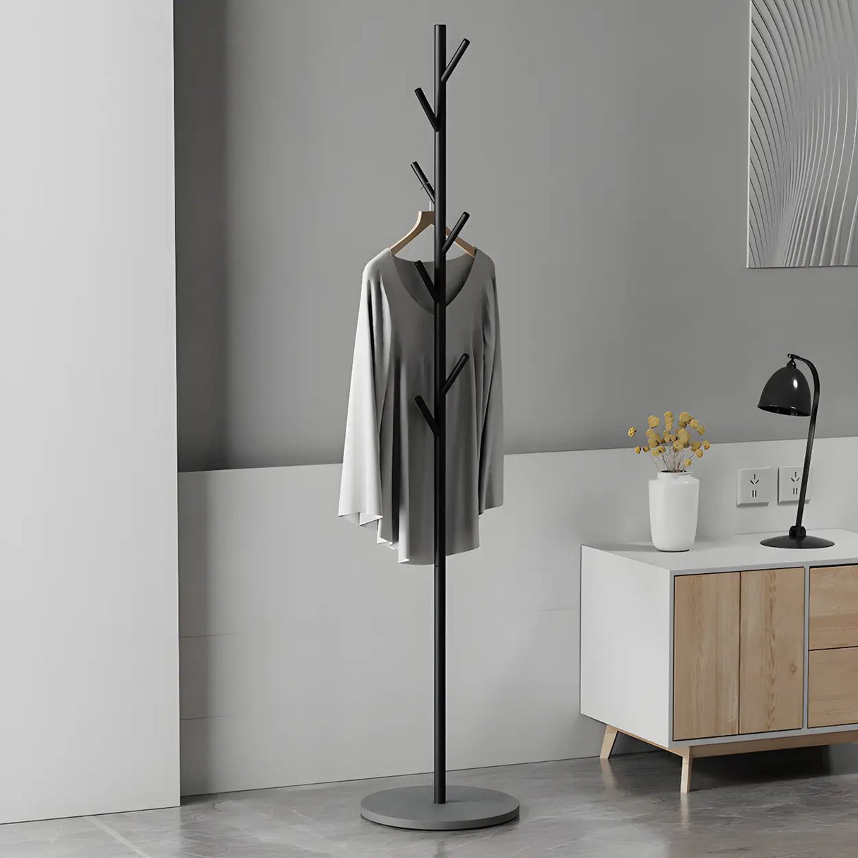 Tree Metal Gold Marble Freestanding Entryway Coat Rack Image - 4