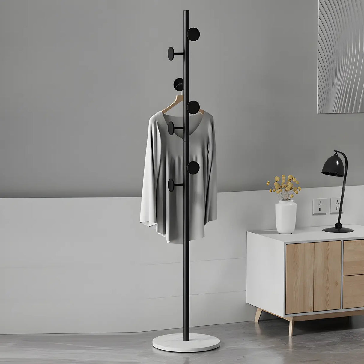 Tree Metal Gold Marble Freestanding Entryway Coat Rack Image - 7