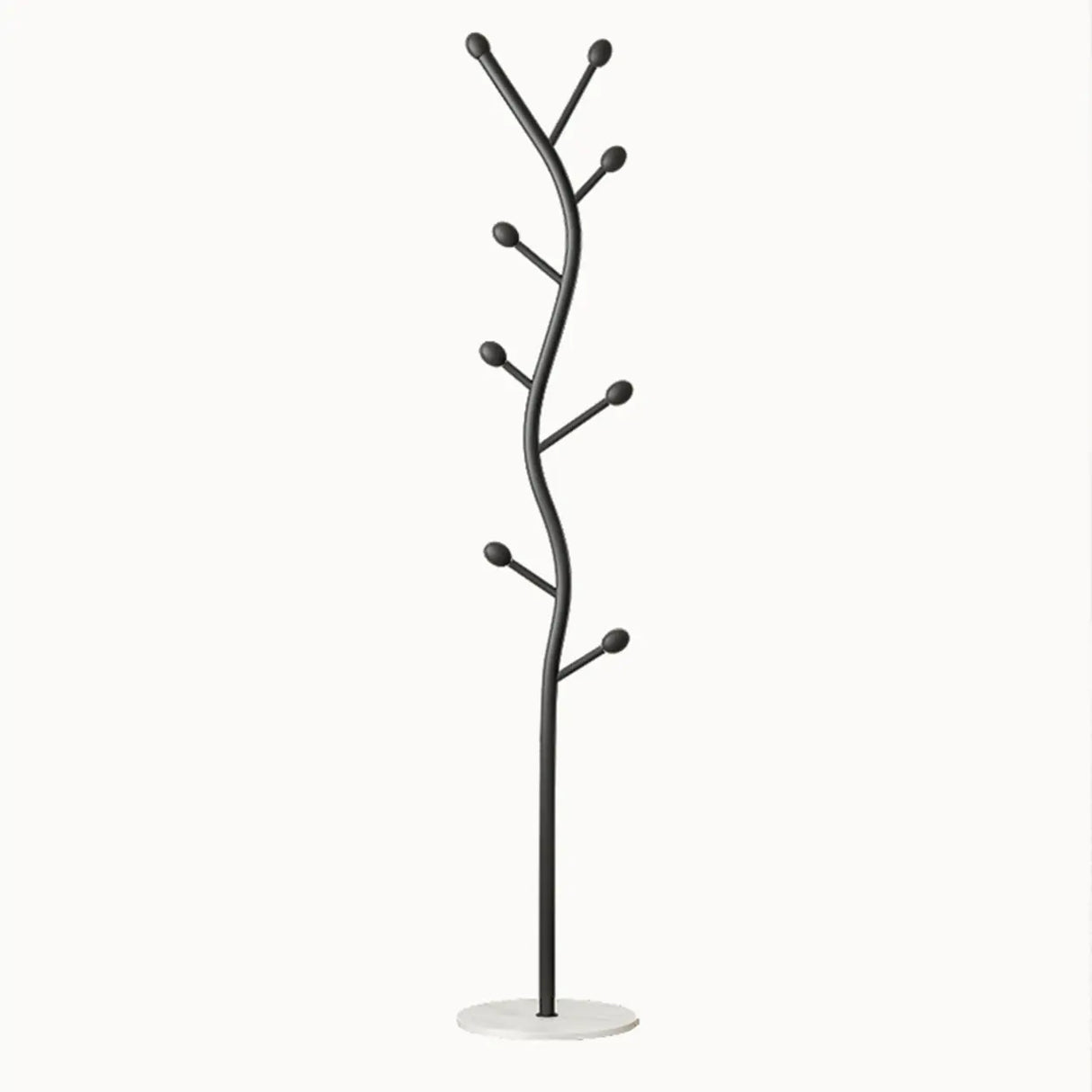 Tree-Shaped Gold Metal Freestanding Coat Rack with Hooks Image - 9