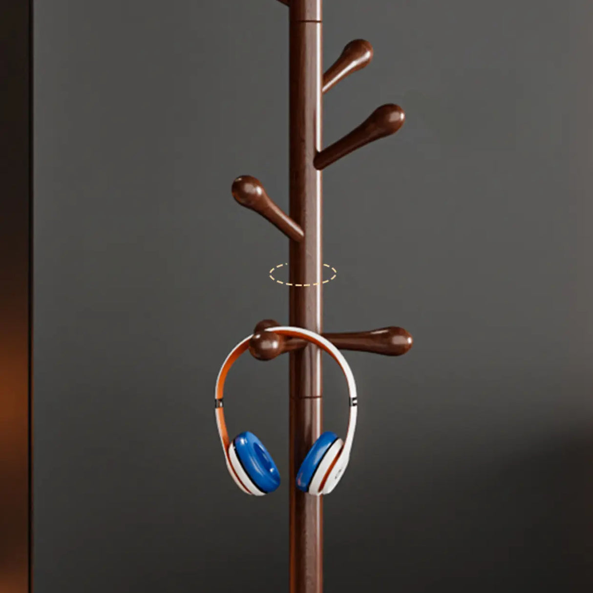 Tree Style Beech Wood Nut-Brown Hooks Stand Coat Rack Image - 13
