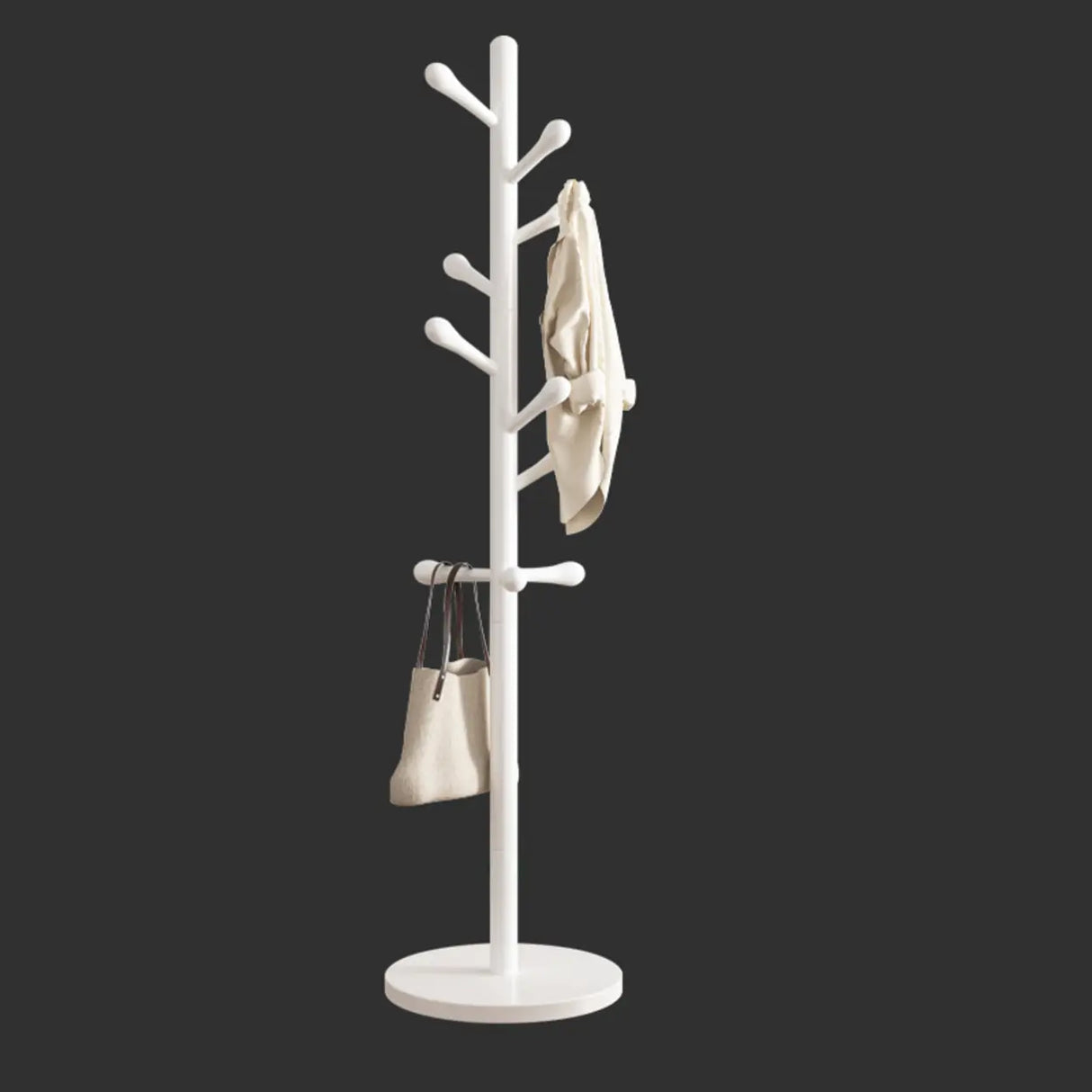 Tree Style Beech Wood Nut-Brown Hooks Stand Coat Rack Image - 5