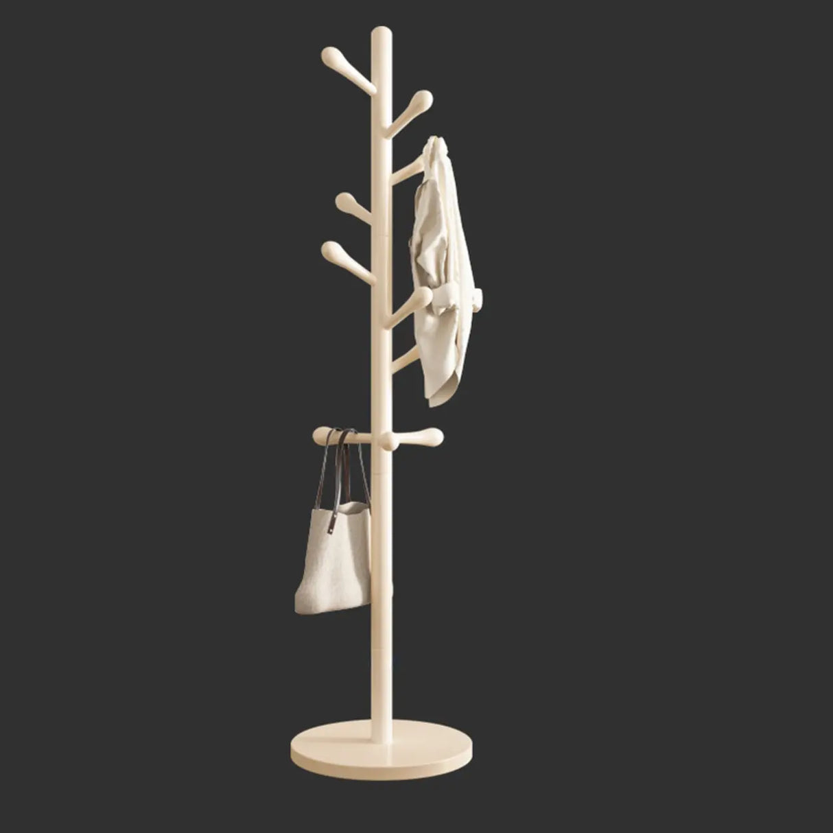 Tree Style Beech Wood Nut-Brown Hooks Stand Coat Rack Image - 7