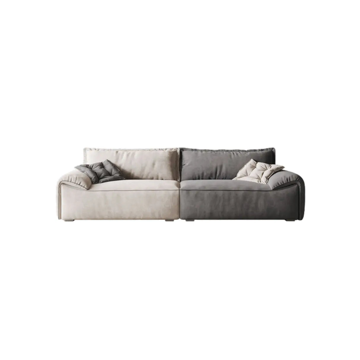 Trendy Beige-Gray Scratch Resistant Baby Fleece Sofa Image - 10