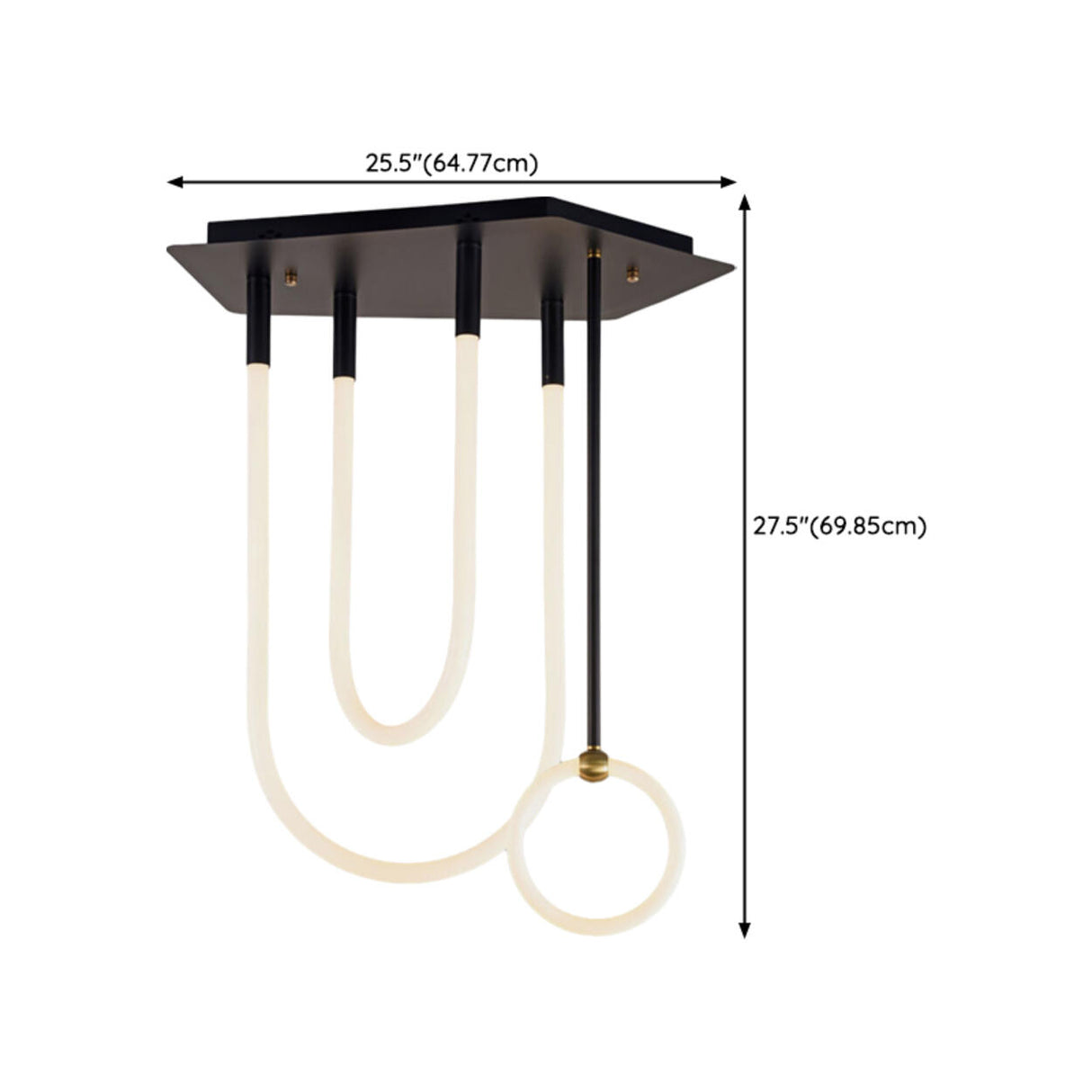 Trendy Black U-Shaped Rings LED Semi-Flush Mount Light