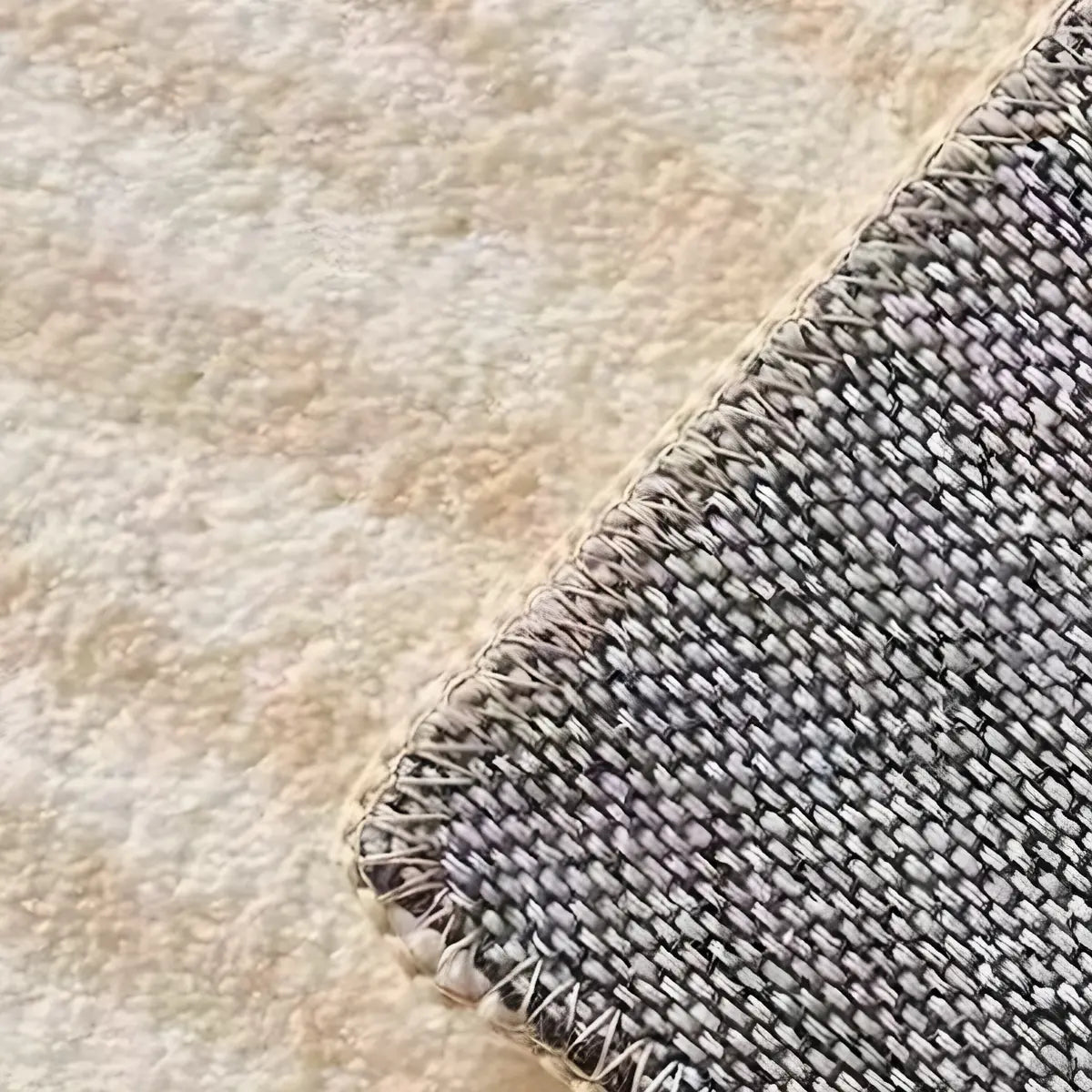 Trendy Checkered Linen Rectangle Beige Area Rug Image - 11