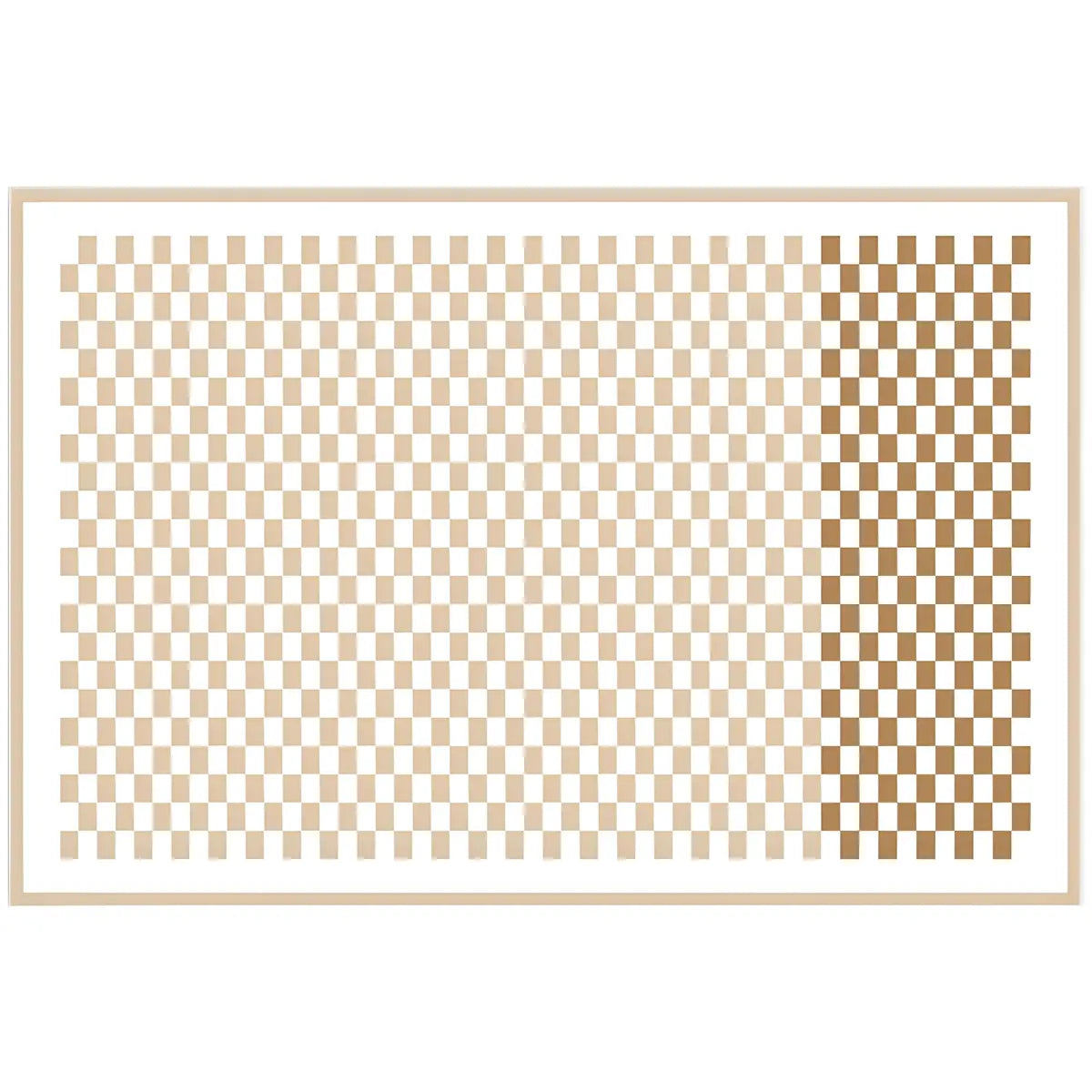 Trendy Checkered Linen Rectangle Beige Area Rug Image - 9