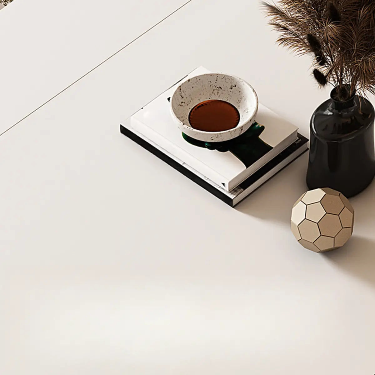 Trendy Circular Chalk White Slate Extendable Dining Table Image - 7