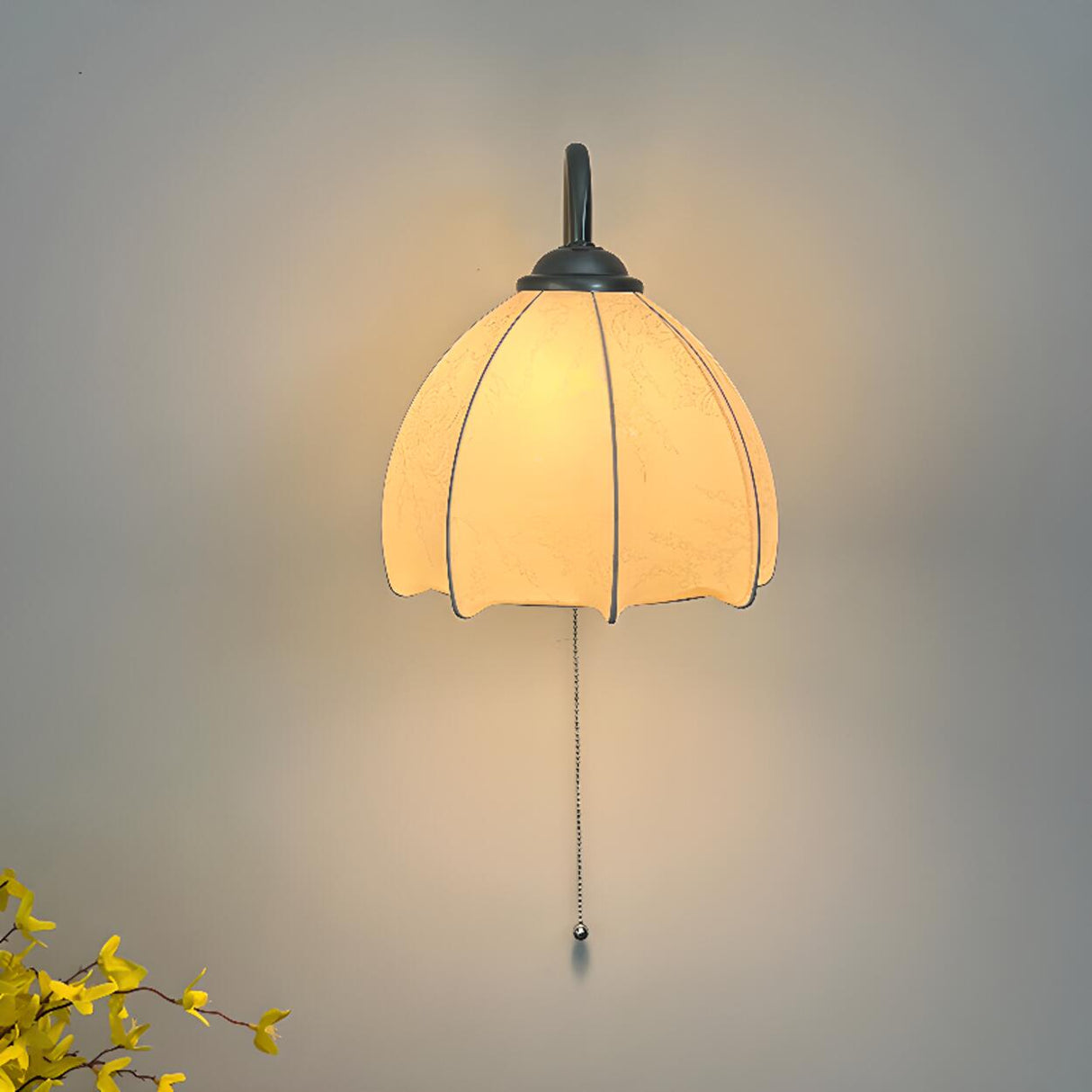 Trendy Cone Wood Wall Sconce with Pull Chain Switch Image - 5