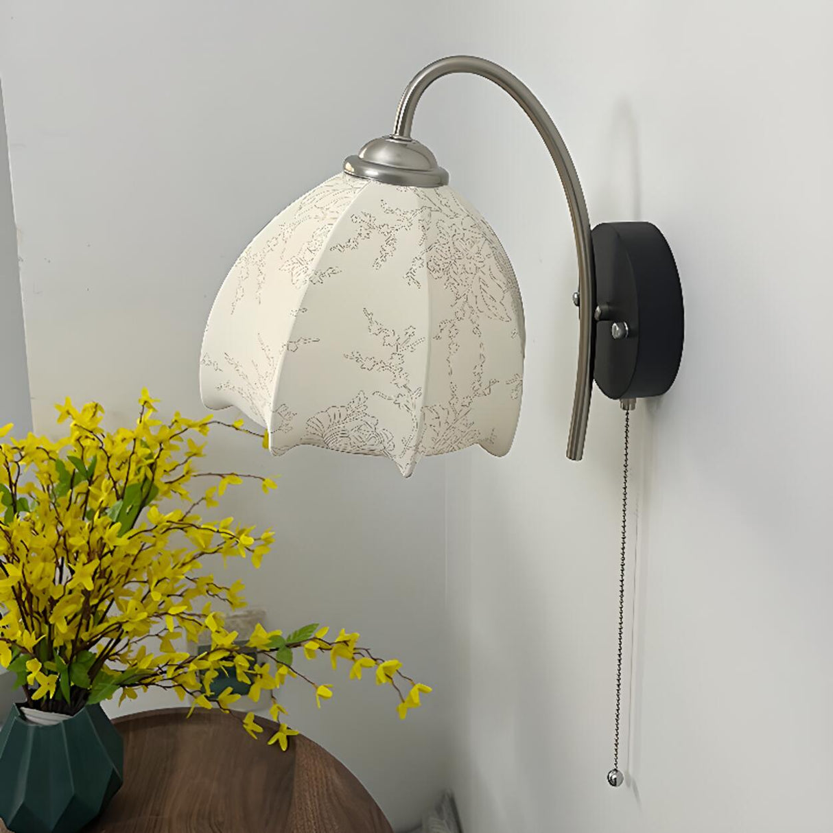Trendy Cone Wood Wall Sconce with Pull Chain Switch Image - 6
