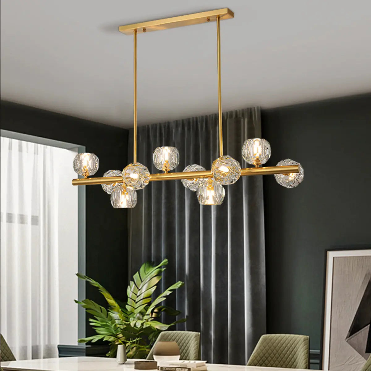 Trendy Crystal Glass Globe Island Chandelier Light Image - 3