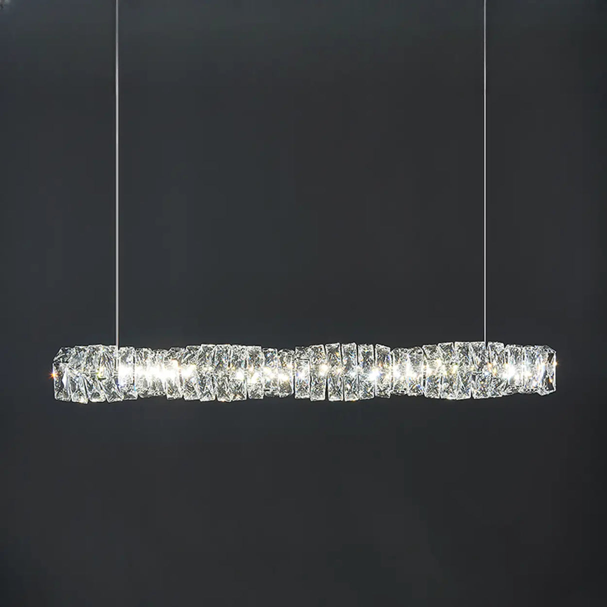 Trendy Crystal Rectangular Island Pendant Light Image - 10