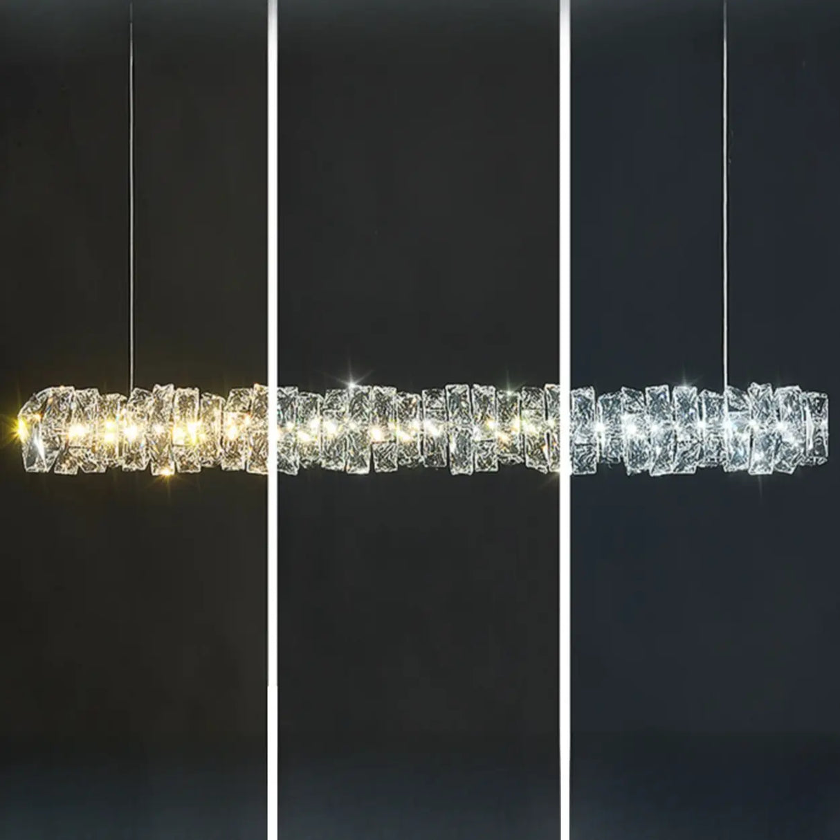 Trendy Crystal Rectangular Island Pendant Light Image - 12