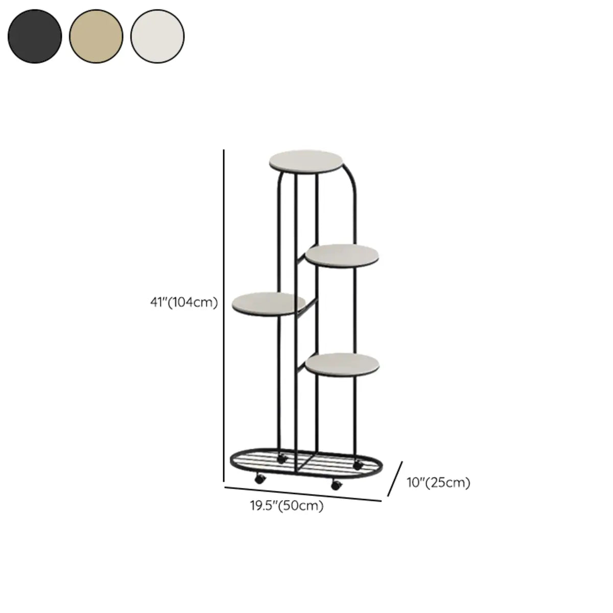 Trendy Curved Multi-Tiered Sliding Plant Stand Cream Image - 12