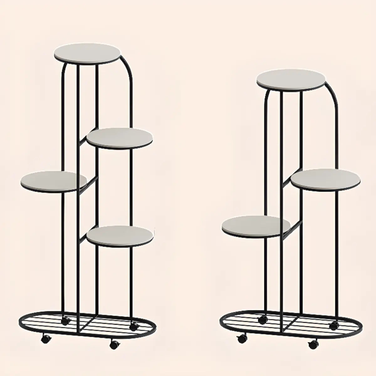 Trendy Curved Multi-Tiered Sliding Plant Stand Cream Image - 5