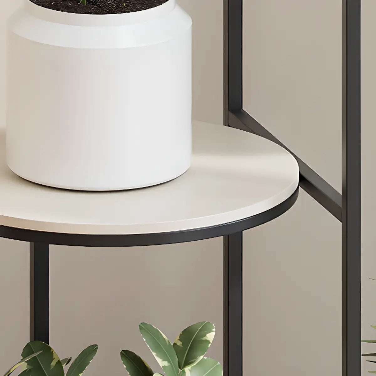 Trendy Curved Multi-Tiered Sliding Plant Stand Cream Image - 6