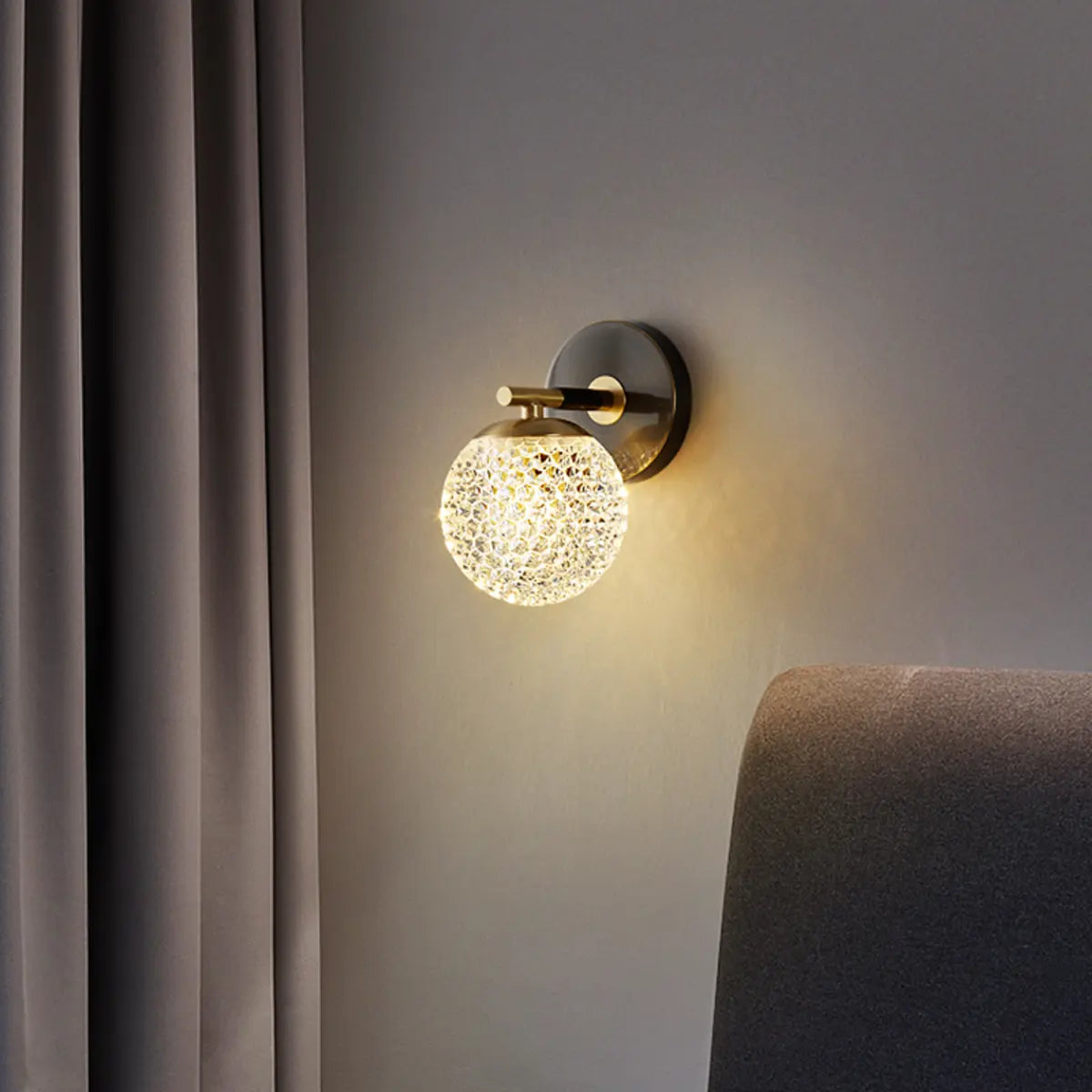 Trendy Globe Crystal Indoor 2-Bulb Ambient Wall Light Image - 4