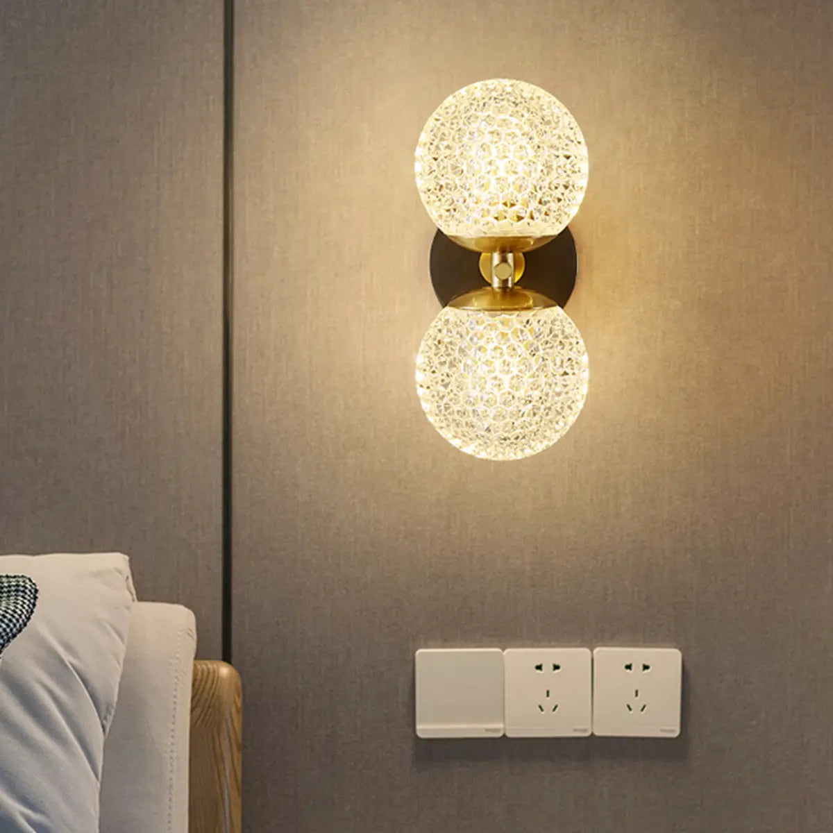 Trendy Globe Crystal Indoor 2-Bulb Ambient Wall Light Image - 6