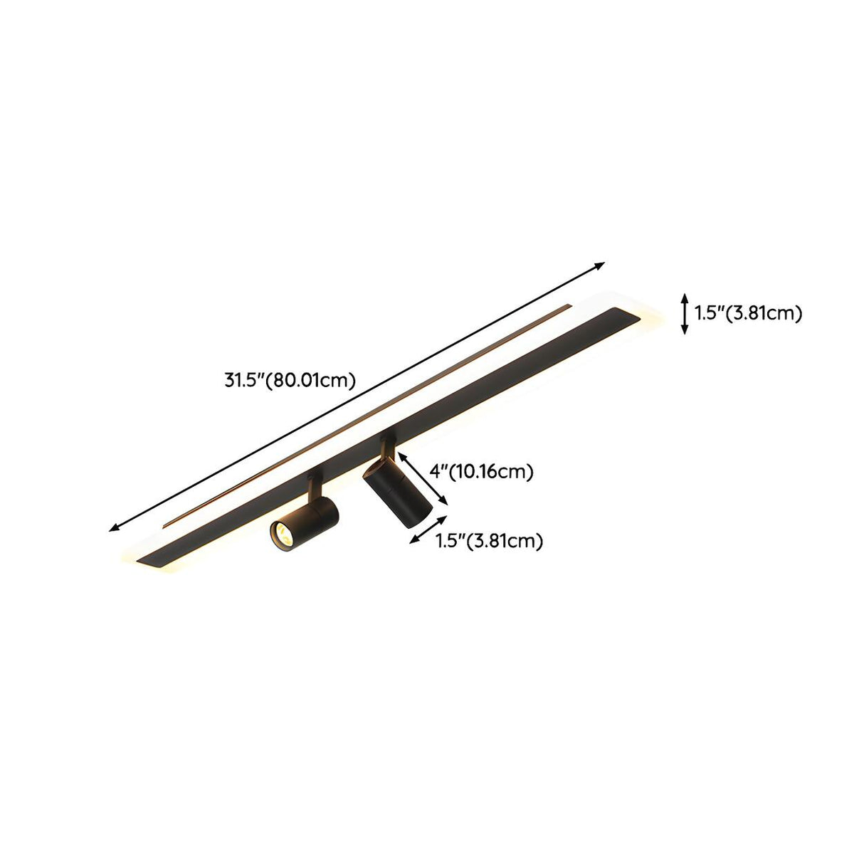 Trendy Large Black Track LED Flush Mount Light 4-Light