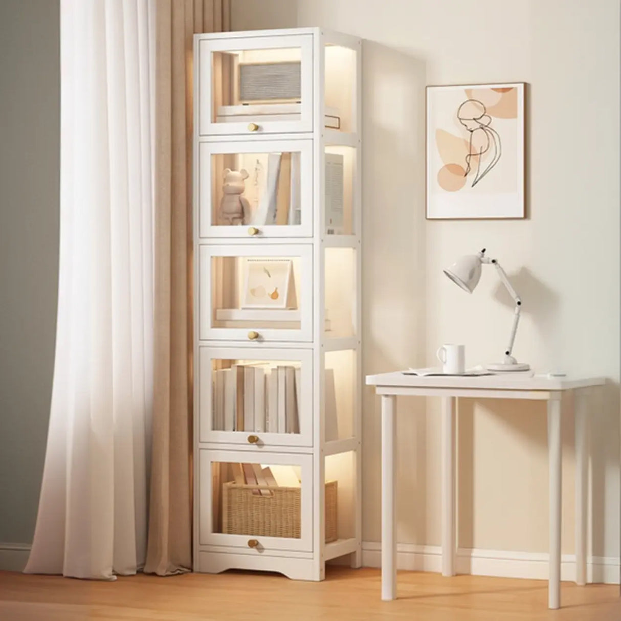 Trendy Metal Vertical Narrow Display Bookcase Black Image - 23