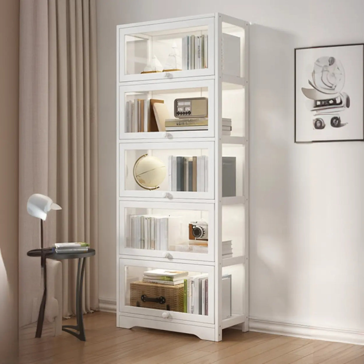 Trendy Metal Vertical Narrow Display Bookcase Black Image - 24