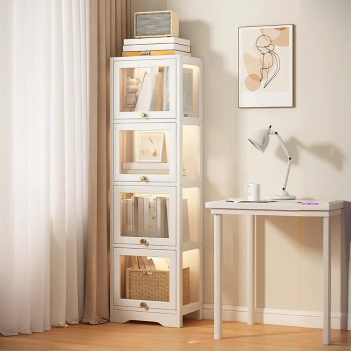 Trendy Metal Vertical Narrow Display Bookcase Black Image - 25