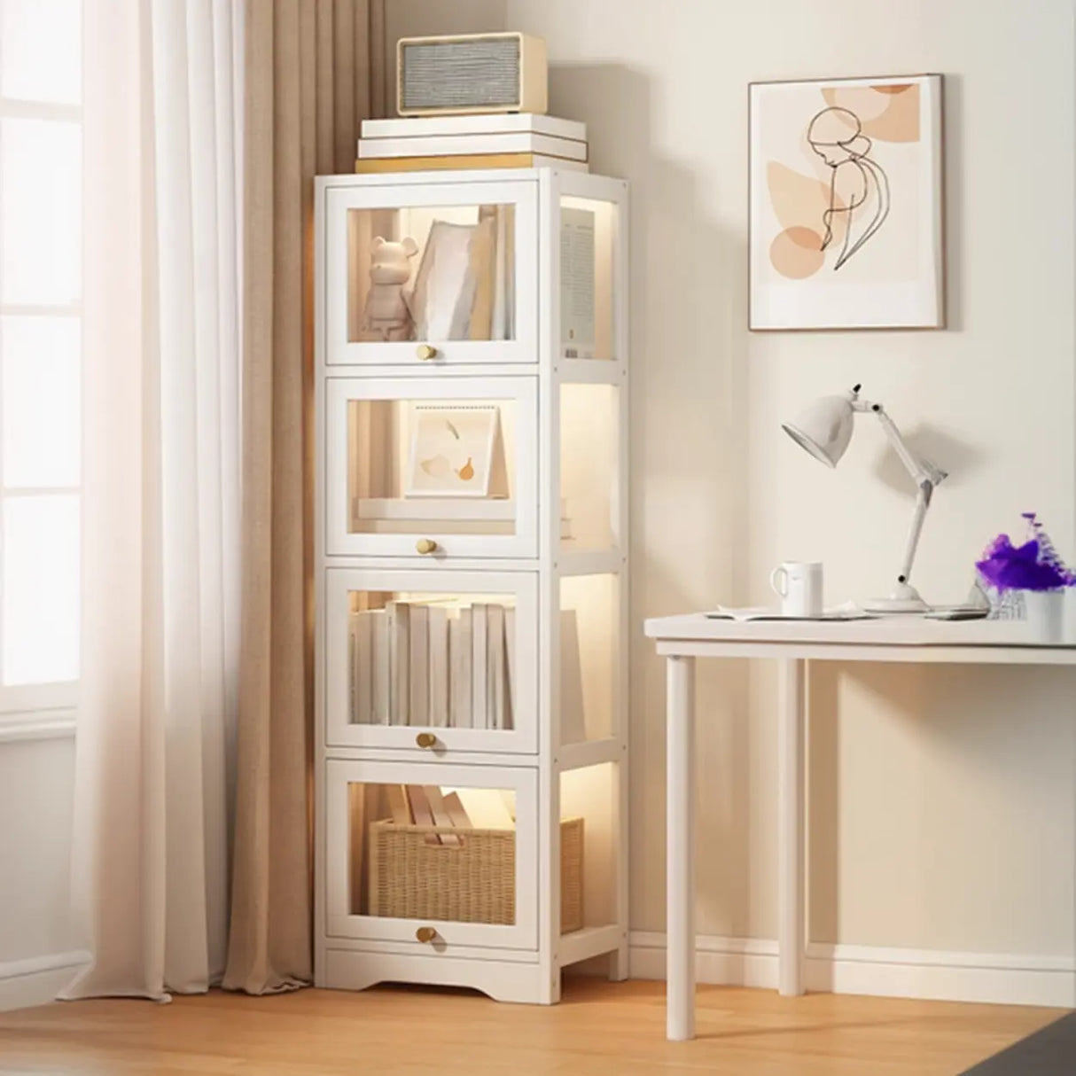 Trendy Metal Vertical Narrow Display Bookcase Black Image - 26