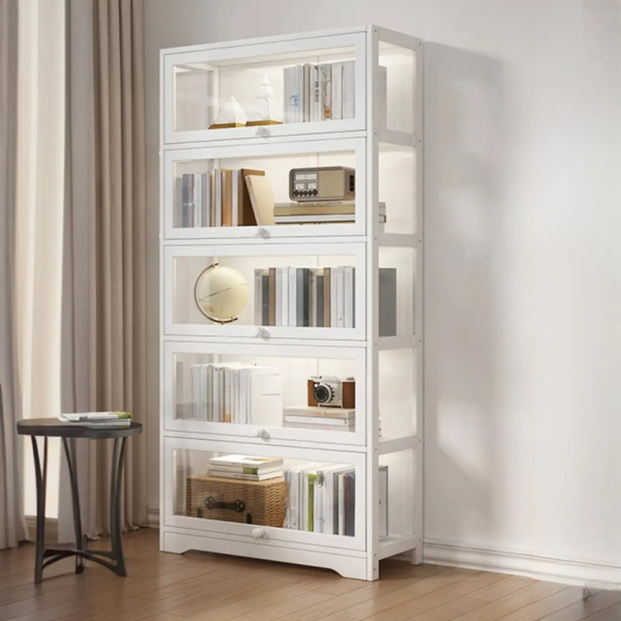 Trendy Metal Vertical Narrow Display Bookcase Black Image - 27