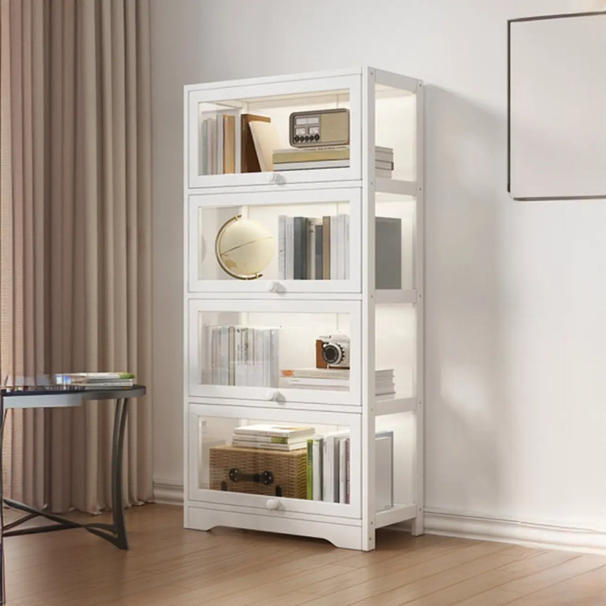 Trendy Metal Vertical Narrow Display Bookcase Black Image - 28