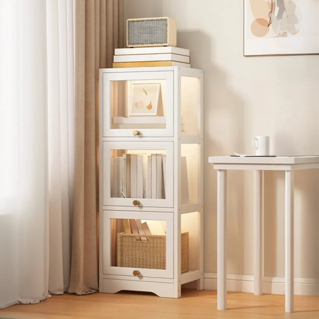 Trendy Metal Vertical Narrow Display Bookcase Black Image - 30