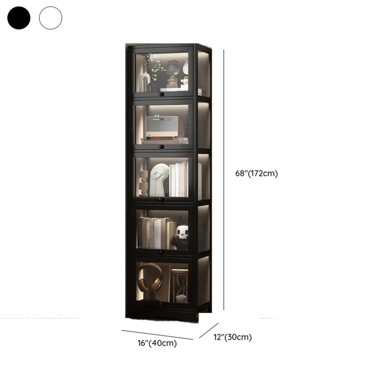 Trendy Metal Vertical Narrow Display Bookcase Black Image - 35