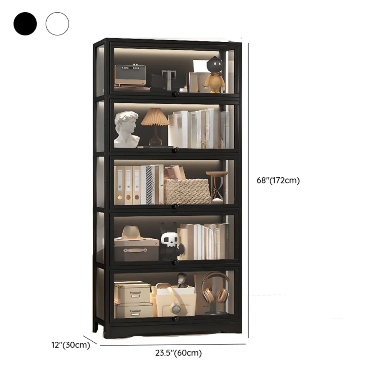 Trendy Metal Vertical Narrow Display Bookcase Black Image - 36