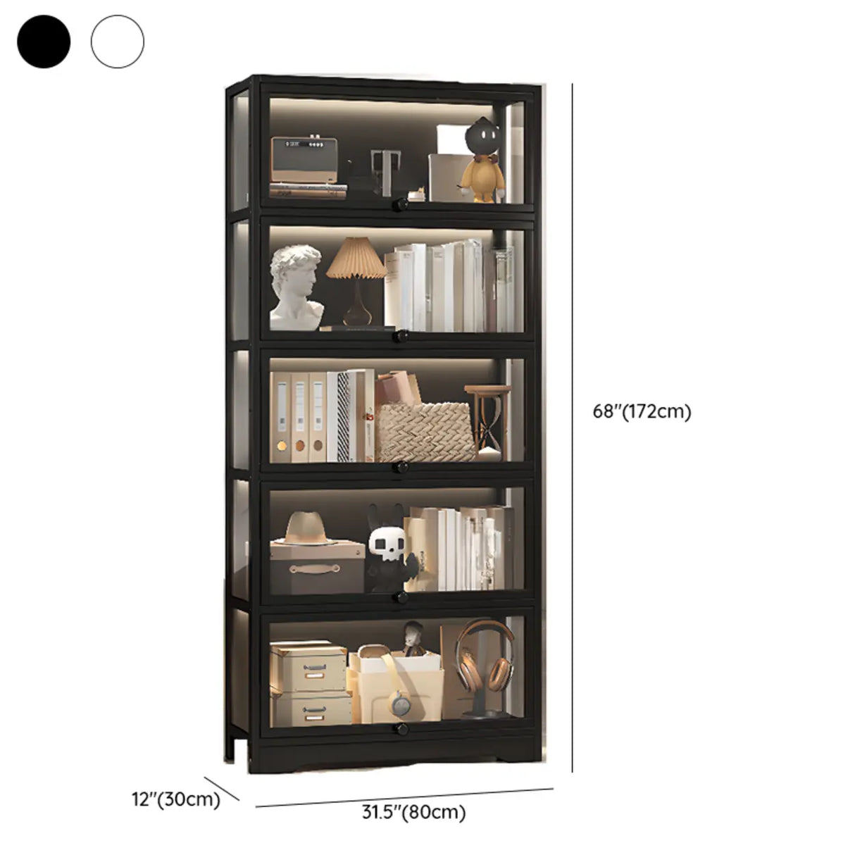Trendy Metal Vertical Narrow Display Bookcase Black Image - 37