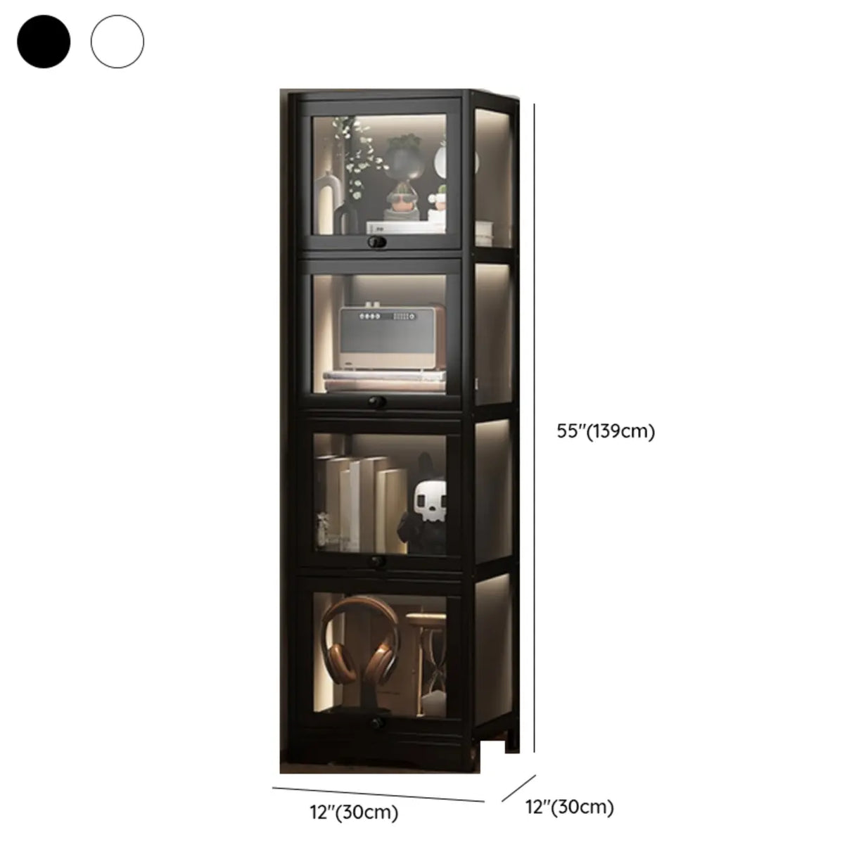 Trendy Metal Vertical Narrow Display Bookcase Black Image - 38