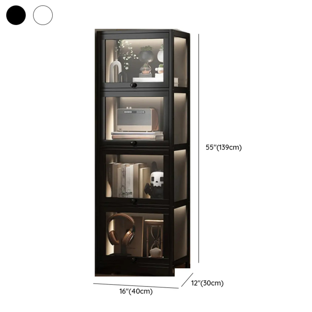 Trendy Metal Vertical Narrow Display Bookcase Black Image - 39