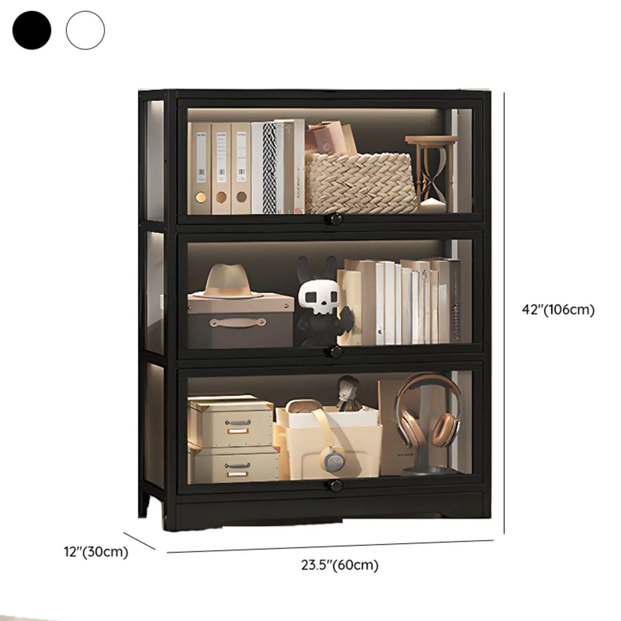 Trendy Metal Vertical Narrow Display Bookcase Black Image - 44