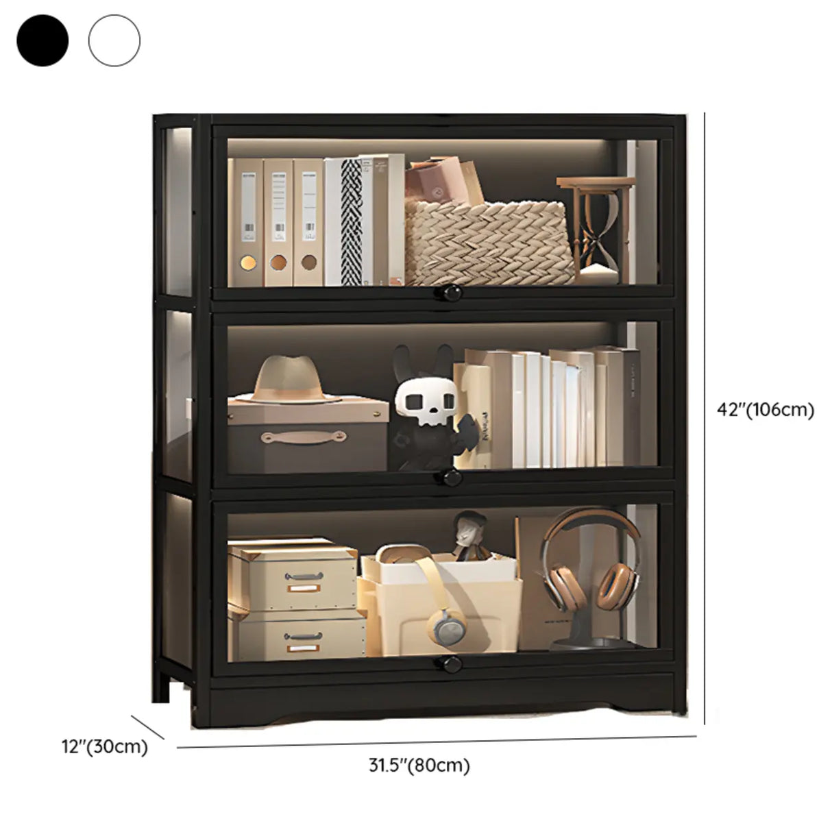 Trendy Metal Vertical Narrow Display Bookcase Black Image - 45