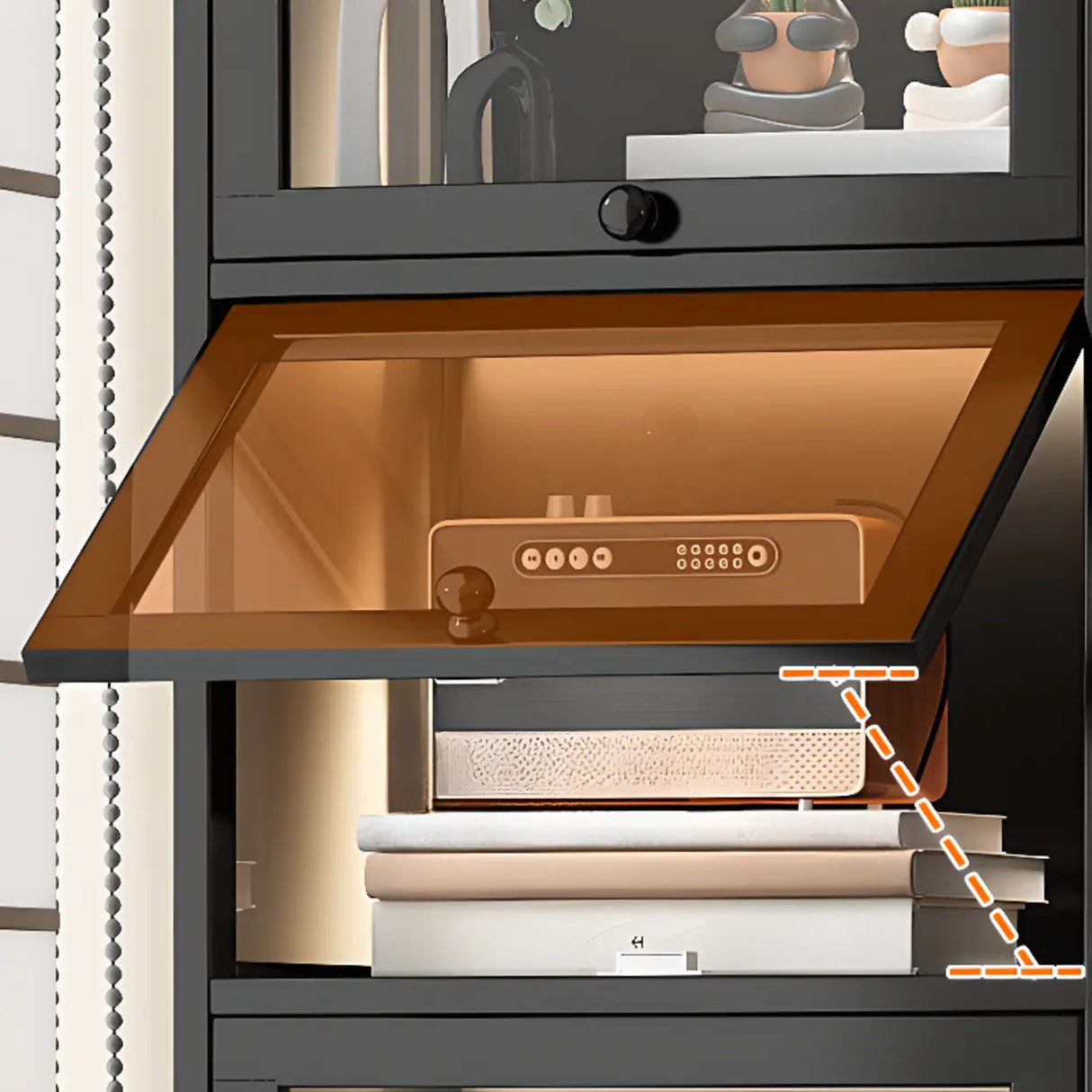 Trendy Metal Vertical Narrow Display Bookcase Black Image - 8