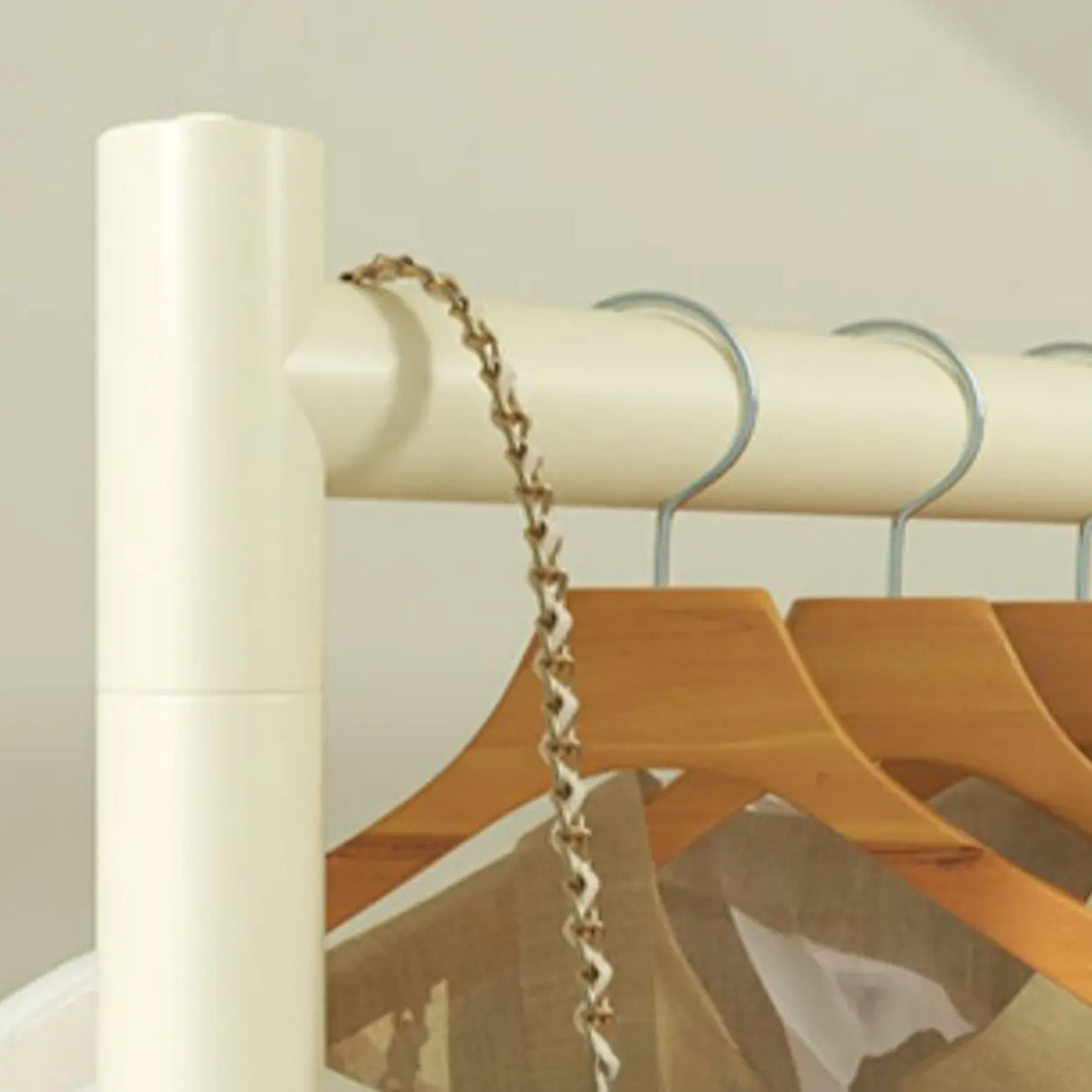 Trendy Minimalist Metal White 2 Tiers Mobile Coat Rack Image - 14