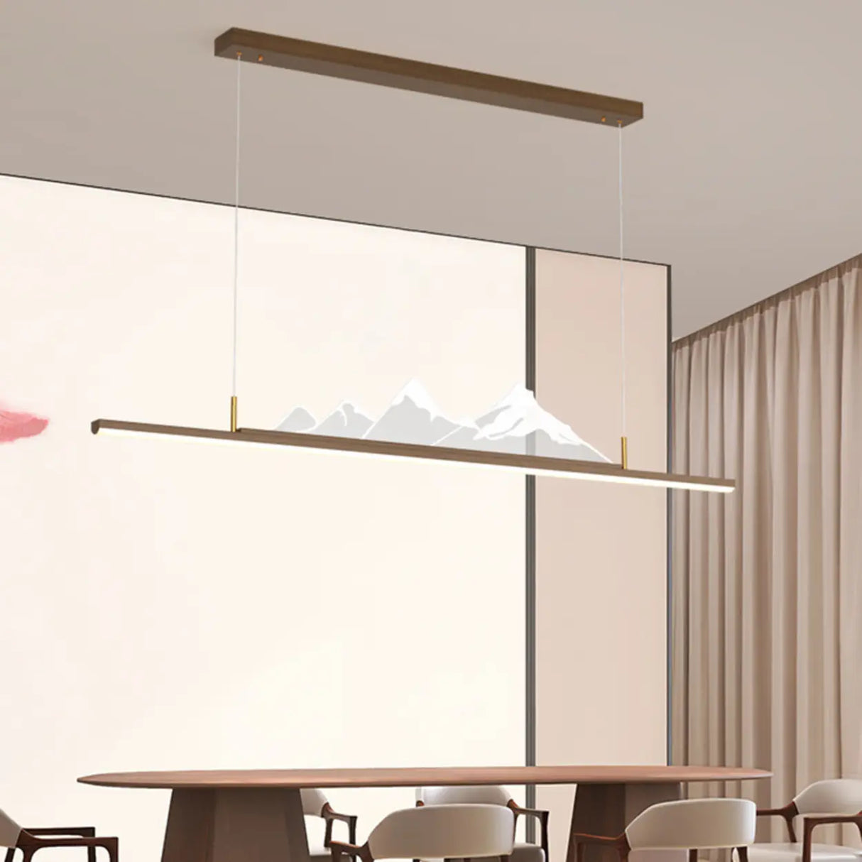 Trendy Mountain and Linear Modern Island Pendant Light Image - 6