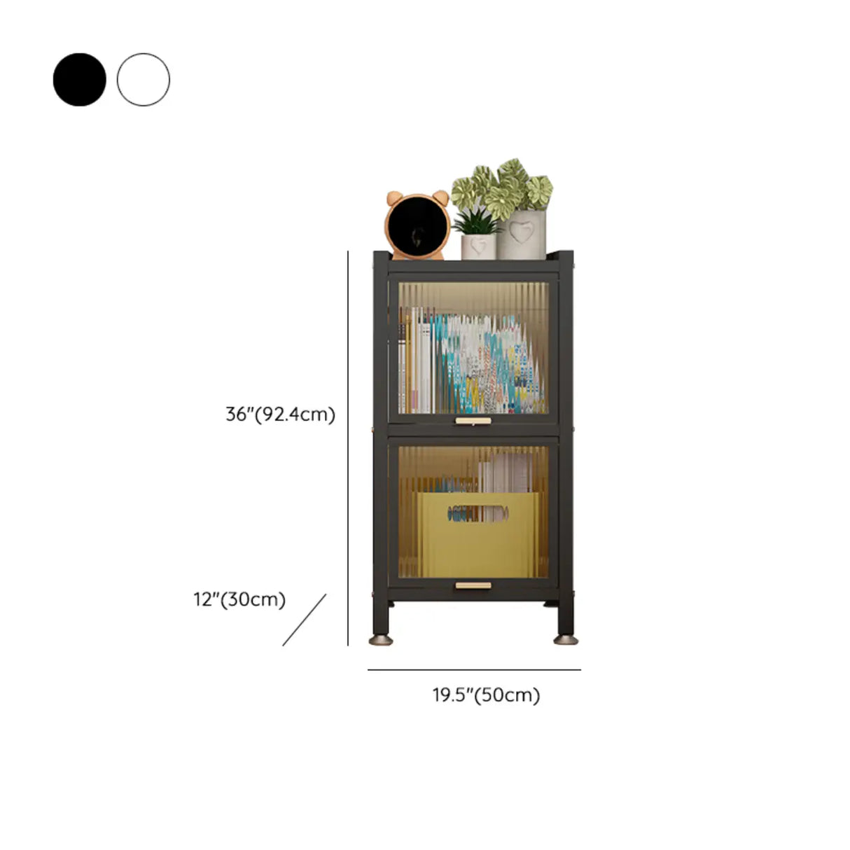 Trendy Plexiglass Doors Steel Narrow Bookcase White Image - 15