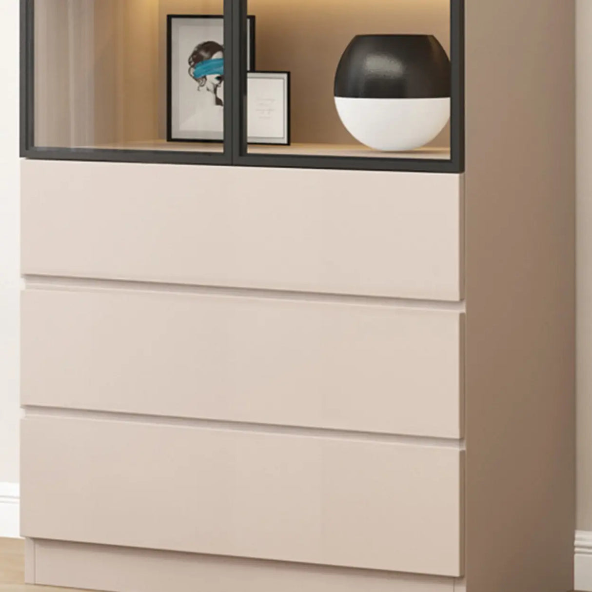 Trendy Rectangular White Large Glass Display Cabinet Image - 14